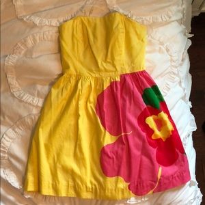 yellow strapless Lilly Pulitzer dress